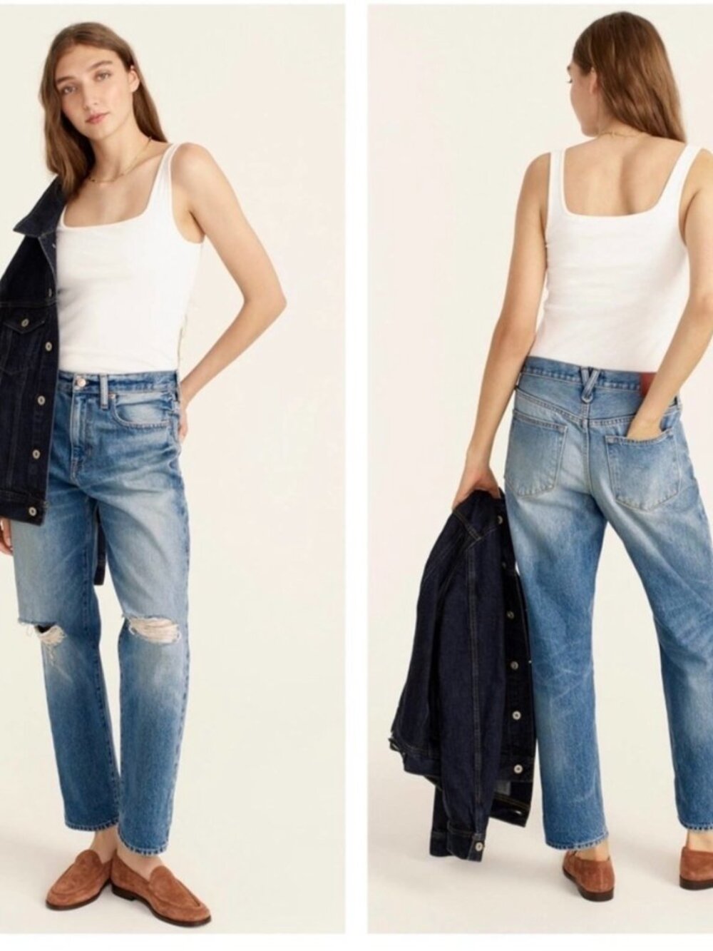 J. Crew Slouchy Light Blue Distressed Boyfriend Jeans, 25